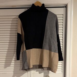 Joseph Multicolor Turtleneck Sweater - Black, Gray, Tan